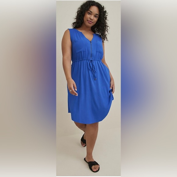 NWT Torrid MINI TEXTURED RAYON SHIRT DRESS - blue 2, 2x plus - Picture 5 of 5